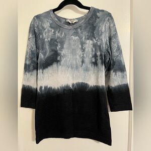 Hard Tail Blue & Gray Ombré Ribbed 3/4 Sleeve Top NWOT